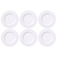 Jogo 6 Pratos de Sobremesa Branco em Porcelana 21cm Mesa Posta Ingrid Tramontina