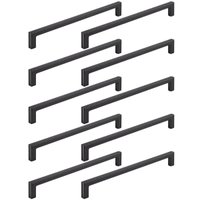 Kit 10 Puxadores Alça para Móveis Linea Zamac 128mm Preto Industrial Portas Gavetas Armários