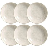 Jogo 6 Pratos Fundos 25cm 830ml Bio Vanilla Orgânico Cerâmica Porto Brasil Mesa Posta Sopas Caldos