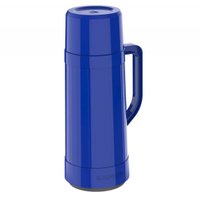 Garrafa Térmica 1L em Plástico Azul Ampola de Vidro Alça Topázio Soprano para Café Chá Água