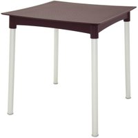 Mesa de Plástico Tramontina Marrom Quadrada Pernas Alumínio Anodizado Summa Laura Rattan
