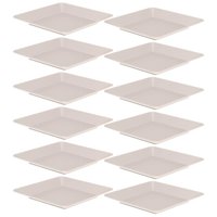 Jogo 12 Pratos Plásticos Quadrados 22,5cm Saladas Aperitivos Sobremesa Restaurantes Buffet Ou Bege