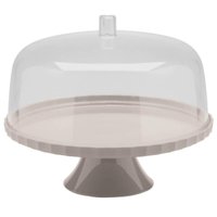 Boleira Com Tampa e Pé Festa 25cm Ou Bege Linha Break Plástico Coffe Buffet