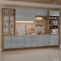 Armário de Cozinha Completa 340 cm Rustic/Cinza Lux Madesa 03