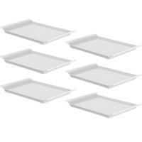 Kit 6 Bandejas Plásticas Lea Ou Branco Retangular 34x21cm para Servir Restaurante Lanchonete