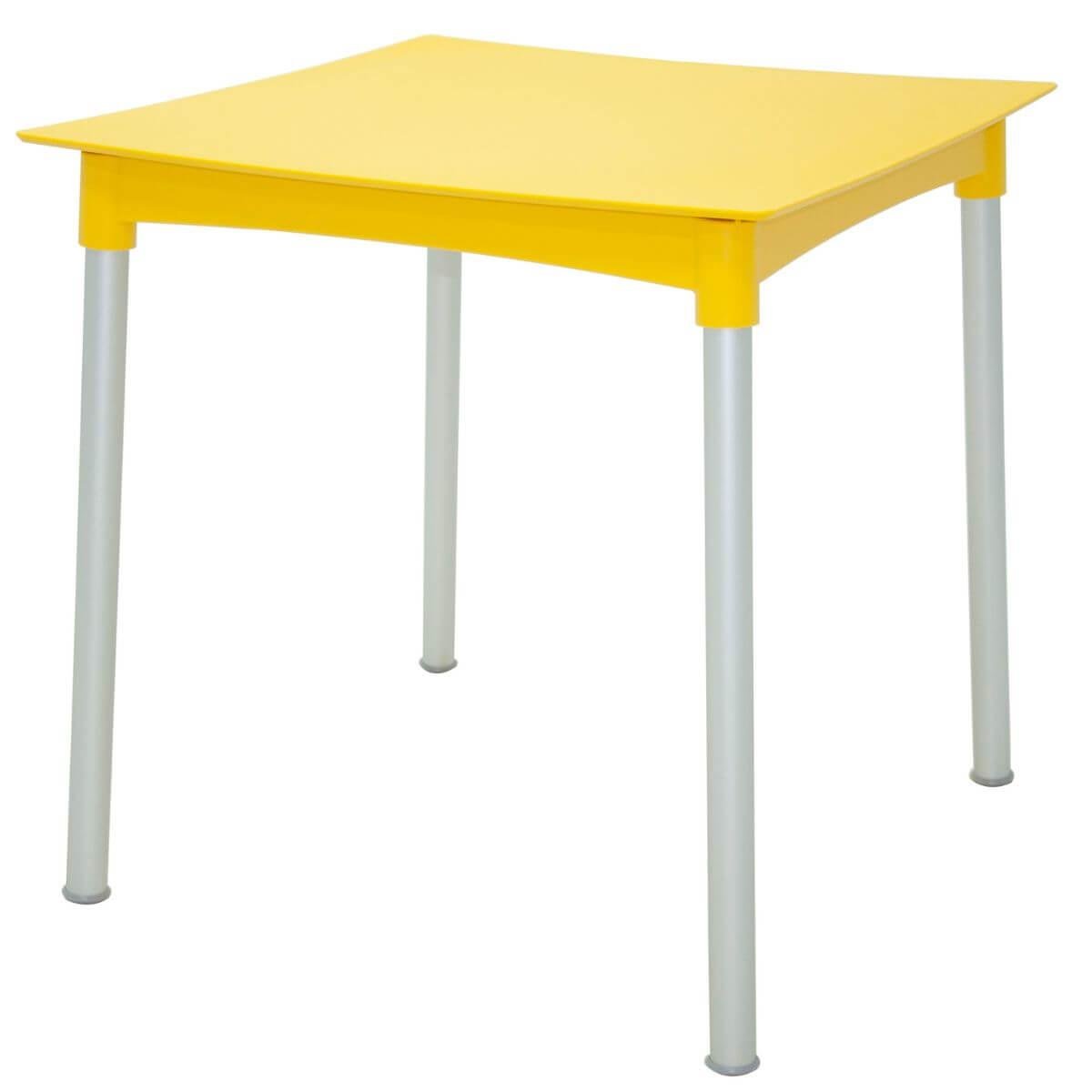 Mesa Quadrada Tramontina 70x72,5cm Plástica Amarela Pernas Alumínio Summa Laura Rattan