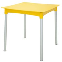 Mesa Quadrada Tramontina 70x72,5cm Plástica Amarela Pernas Alumínio Summa Laura Rattan