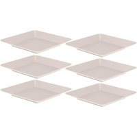 Jogo 6 Pratos Plásticos Quadrados 22,5cm Bege Ou Restaurante Buffet Sobremesas Saladas