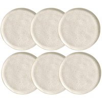 Jogo 6 Pratos Rasos Bio Vanilla Cerâmica Stoneware Orgânico Off White 27cm Porto Brasil