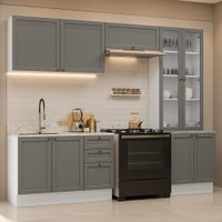 Armário de Cozinha Completa 270 cm Branco/Cinza Vik Madesa 06