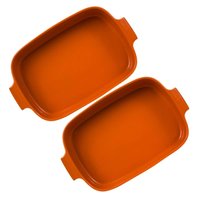 Kit 2 Travessas Retangulares 28x17cm Laranja Germer Porcelana Assar e Servir Refratária