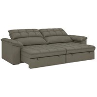 Sofá Retrátil e Reclinável 5 Lugares 2,90m Monique - Castor