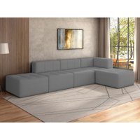 Sofá Modulado na Caixa 5 Lugares 308cm Espuma D33 Multimóveis CR45358 Cinza