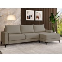Sofá 3 Lugares 270cm com Chaise e Pés Metálicos Multimóveis CR45343 Bege Escuro