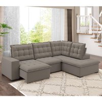 Sofá de Canto Retrátil e Reclinável 4 Lugares 310cm Multimóveis CR45347 Bege