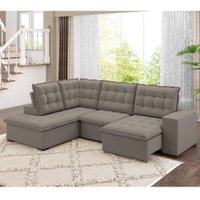 Sofá de Canto Retrátil e Reclinável 4 Lugares 310cm Multimóveis CR45348 Bege