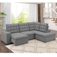 Sofá de Canto Retrátil e Reclinável 4 Lugares 310cm Multimóveis CR45347 Cinza
