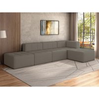Sofá Modulado na Caixa 5 Lugares 308cm Espuma D33 Multimóveis CR45358 Bege Escuro