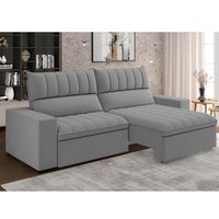 Sofá Retrátil e Reclinável 3 Lugares 207cm Multimóveis CR45333 Cinza