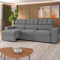 Sofá Retrátil e Reclinável 4 Lugares 290cm Multimóveis CR45336 Cinza