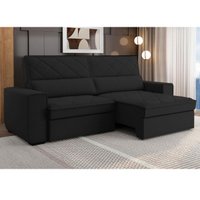 Sofá Retrátil e Reclinável 3 Lugares 207cm Multimóveis CR45334 Preto