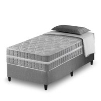 Cama Box Solteiro King Cinza + Colchão Molas Ensacadas Zidi Alabama 96x203x61cm