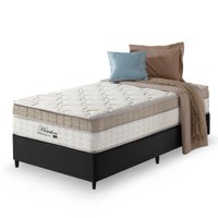 Cama Box Solteiro King Preto + Colchão Molas Ensacadas Pillow In Zidi Houston 96x203x65cm