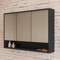 Armário Aéreo Banheiro com Espelho 90 Bari Grafite