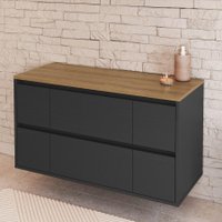 Balcão Gabinete Suspenso Banheiro 90 Berlin Grafite