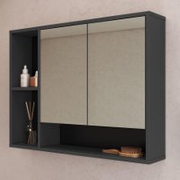 Armário Aéreo Banheiro com Espelho 80 Bari Grafite