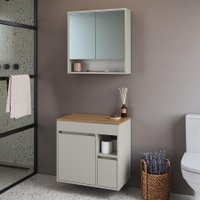Conjunto Gabinete Suspenso Banheiro com Espelho 60 Bangladesh Arenas