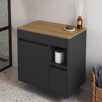 Balcão Gabinete Suspenso Banheiro 60 Bangladesh Grafite