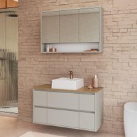 Conjunto Gabinete Suspenso Banheiro com Espelho e Cuba 90 Berlin Arenas