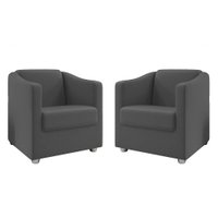 Kit 2 Poltronas Decorativa Ana Suede Cinza Pés Cromado - Pallazio