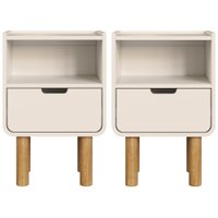 Kit 2 Mesas De Cabeceira 1 Gaveta 40 cm 28093 Aura Off White Artesano