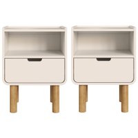 Kit 2 Mesas De Cabeceira 1 Gaveta 45 cm 28094 Aura Off White Artesano