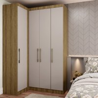 Conjunto Guarda Roupa Modulado Canto 2 Pe&ccedil;as 4 Portas 2 Gavetas Paris Eucam&oacute;veis