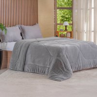 Edredom Sherpa Queen Dupla Face 100% Poliéster 220x240cm Bene Casa Cimento Leve