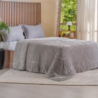 Edredom Sherpa King Dupla Face 100% Poliéster 240x260cm Bene Casa Duna Cinzenta