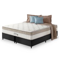 Cama Box King Bipartido Preto + Colchão Molas Ensacadas Pillow In Zidi Houston 193x203x65cm