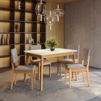 Conjunto Sala de Jantar Nara Kappesberg em Madeira Maciça c/ 4 Cadeiras