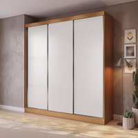 Guarda Roupas Casal 3 Portas de Correr 3 Gavetas Kappesberg Tapajós/Branco 208cm