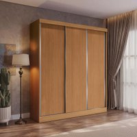 Guarda Roupas Casal 3 Portas de Correr 4 Gavetas Kappesberg Tapajós/Canela 180cm