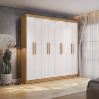 Guarda Roupas Casal 8 Portas 4 Gavetas Kappesberg Tapajós/Branco 218cm