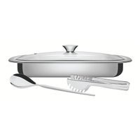 Kit Assar e Servir Tramontina Aço Inox com Tampa de Vidro 3 Peças