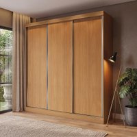 Guarda Roupas Casal 3 Portas de Correr 3 Gavetas Kappesberg Tapajós/Canela 208cm