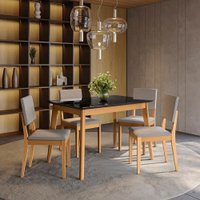 Conjunto Sala de Jantar Nara Kappesberg em Madeira Maciça com 4 Cadeiras - CSJ408CA