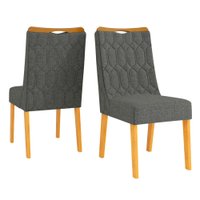 Conjunto de 2 Cadeiras Estofada Sala de Jantar Bel - Cedro/Cinza