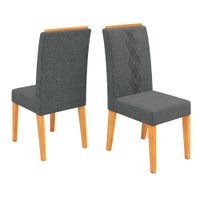 Conjunto de 2 Cadeiras Estofada Sala de Jantar Tati - Cedro/Cinza