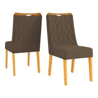 Conjunto de 2 Cadeiras Estofada Sala de Jantar Bel - Cedro/Marrom